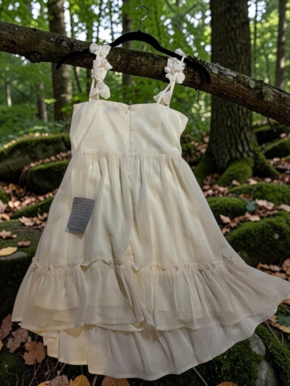 Ruffled Dress Cream Ivory XXS Jr? Short Feminine Cottage Angelic Floral Straps